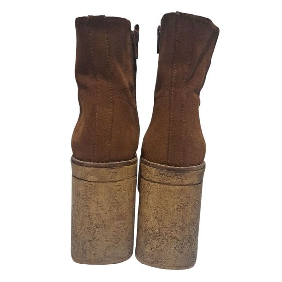 Vintage Zara Y2K Boho Chunky Platform Suede Block Heel Ankle Boots Size 39 Brown - Picture 6 of 16
